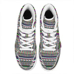 Colorful Leopard Navajo Tribal Print High Top Leather Sneakers