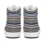Colorful Leopard Navajo Tribal Print High Top Leather Sneakers