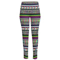Colorful Leopard Navajo Tribal Print High-Waisted Pocket Leggings