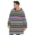 Colorful Leopard Navajo Tribal Print Hoodie Blanket