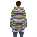 Colorful Leopard Navajo Tribal Print Hoodie Blanket