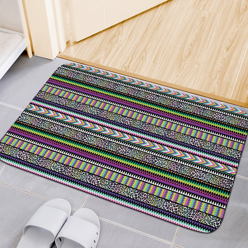 Colorful Leopard Navajo Tribal Print Indoor Door Mat