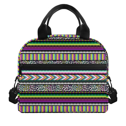 Colorful Leopard Navajo Tribal Print Insulated Lunch Bag
