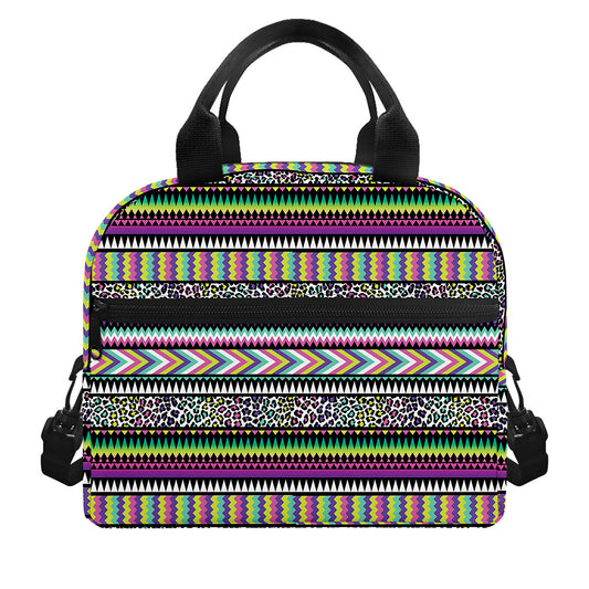 Colorful Leopard Navajo Tribal Print Insulated Lunch Bag