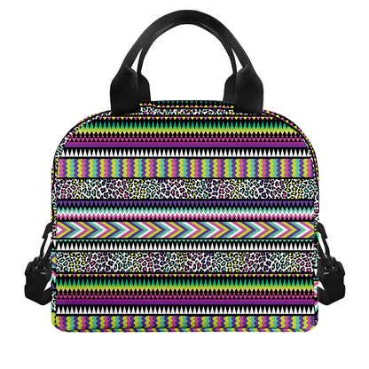 Colorful Leopard Navajo Tribal Print Insulated Lunch Bag