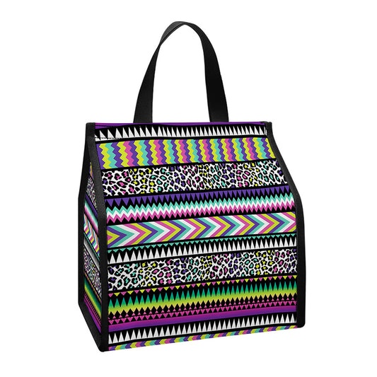Colorful Leopard Navajo Tribal Print Insulated Lunch Tote