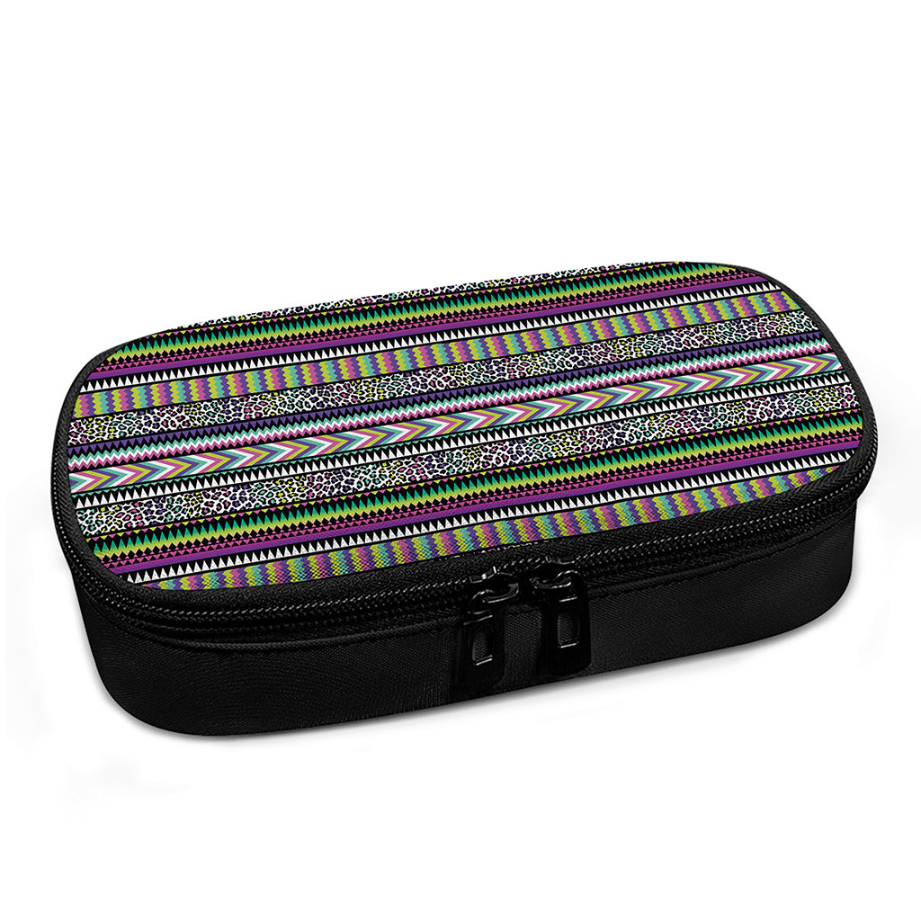 Colorful Leopard Navajo Tribal Print Insulin Cooler Travel Case