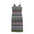 Colorful Leopard Navajo Tribal Print Jersey Midi Cami Dress
