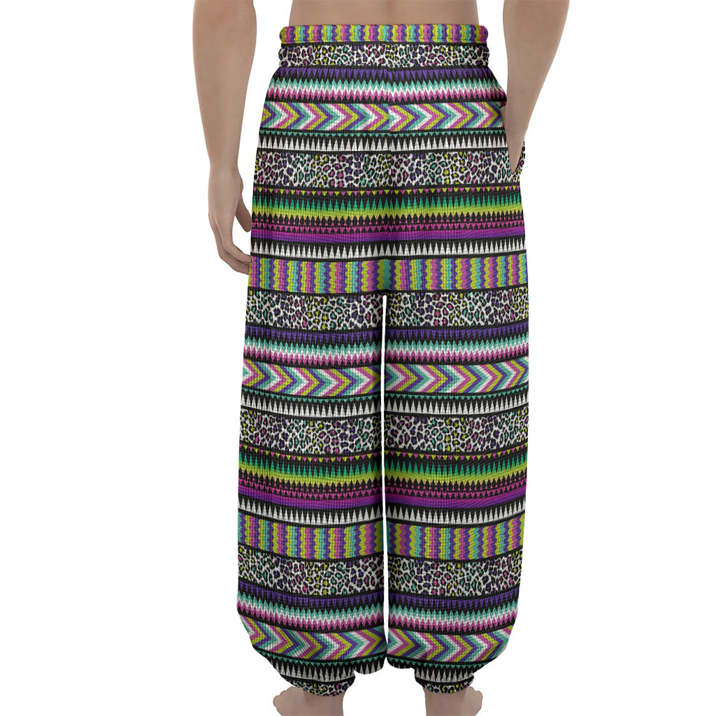 Colorful Leopard Navajo Tribal Print Lantern Pants