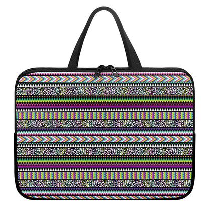Colorful Leopard Navajo Tribal Print Laptop Sleeve With Handle