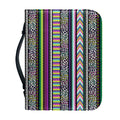 Colorful Leopard Navajo Tribal Print Leather Bible Cover