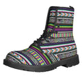 Colorful Leopard Navajo Tribal Print Lace-Up Boots