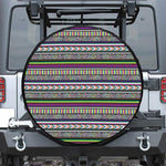 Colorful Leopard Navajo Tribal Print Leather Spare Tire Cover