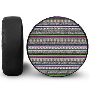 Colorful Leopard Navajo Tribal Print Leather Spare Tire Cover