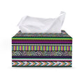 Colorful Leopard Navajo Tribal Print Leather Tissue Box Cover