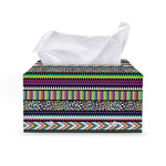 Colorful Leopard Navajo Tribal Print Leather Tissue Box Cover