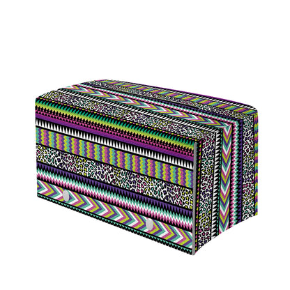 Colorful Leopard Navajo Tribal Print Leather Tissue Box Cover