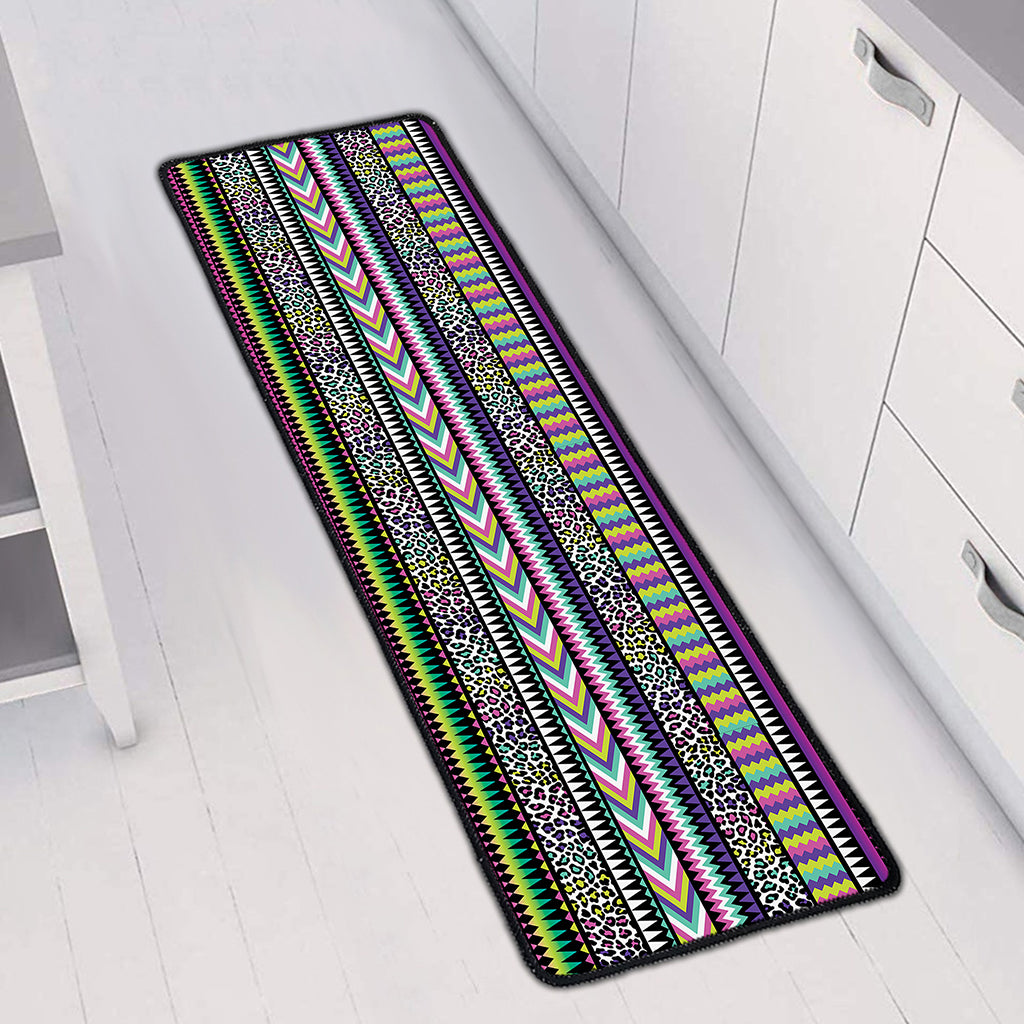 Colorful Leopard Navajo Tribal Print Long Kitchen Mat