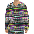 Colorful Leopard Navajo Tribal Print Long Sleeve Baseball Jersey