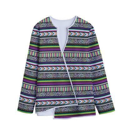 Colorful Leopard Navajo Tribal Print Long Sleeve Short Coat