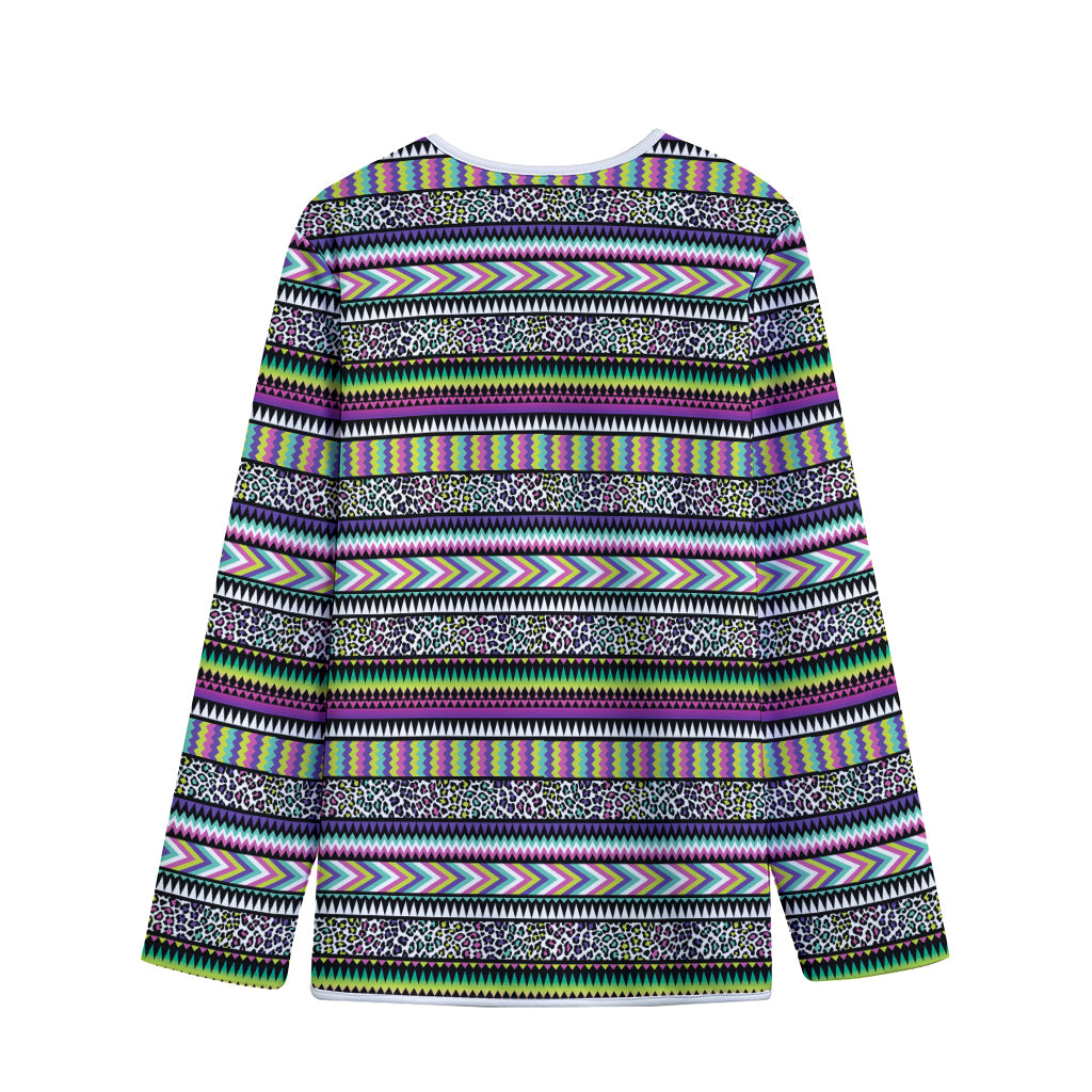 Colorful Leopard Navajo Tribal Print Long Sleeve Short Coat