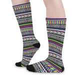 Colorful Leopard Navajo Tribal Print Long Socks