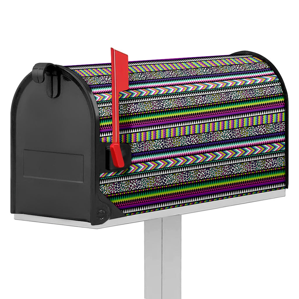 Colorful Leopard Navajo Tribal Print Mailbox Cover