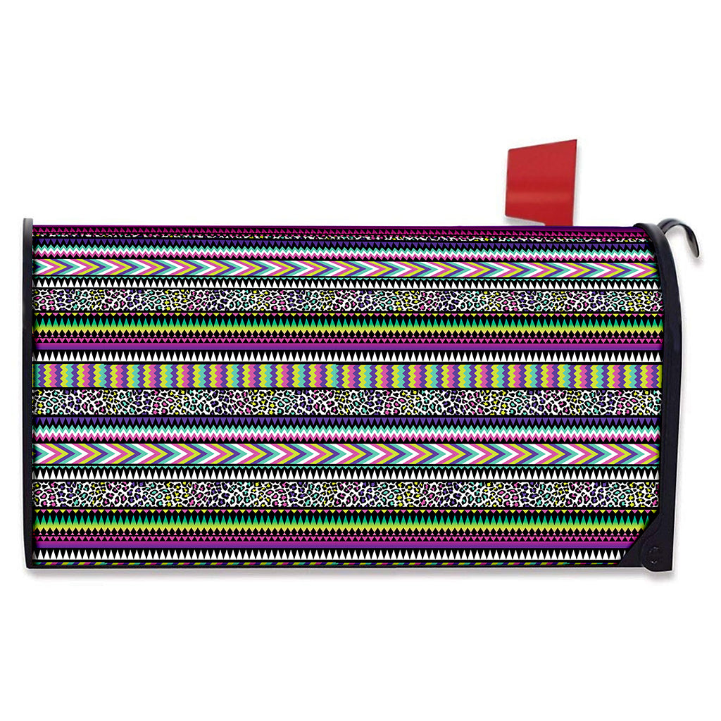 Colorful Leopard Navajo Tribal Print Mailbox Cover