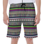 Colorful Leopard Navajo Tribal Print Men's Beach Shorts