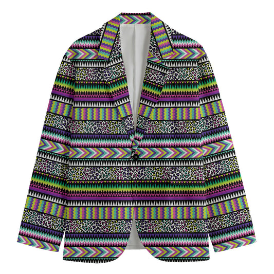 Colorful Leopard Navajo Tribal Print Men's Blazer