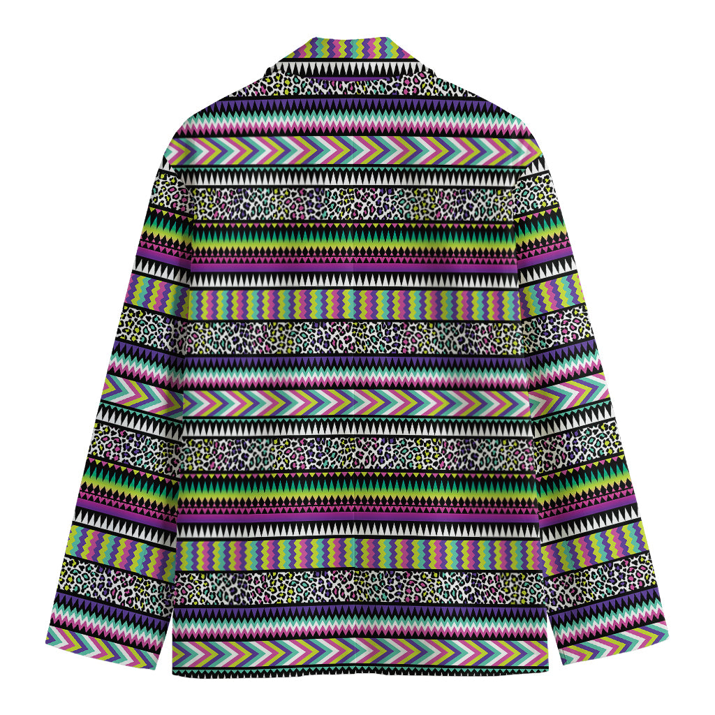 Colorful Leopard Navajo Tribal Print Men's Blazer
