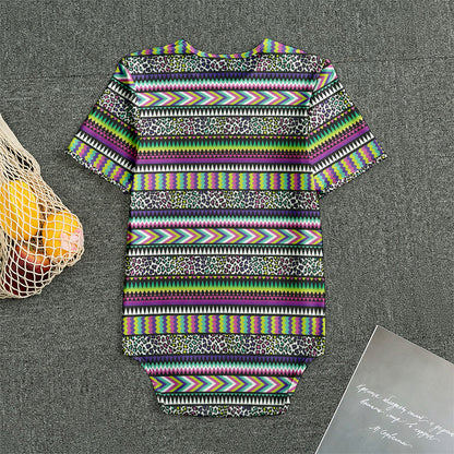 Colorful Leopard Navajo Tribal Print Men's Bodysuit