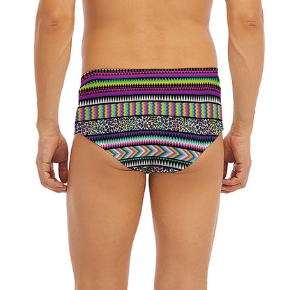 Colorful Leopard Navajo Tribal Print Men's Briefs