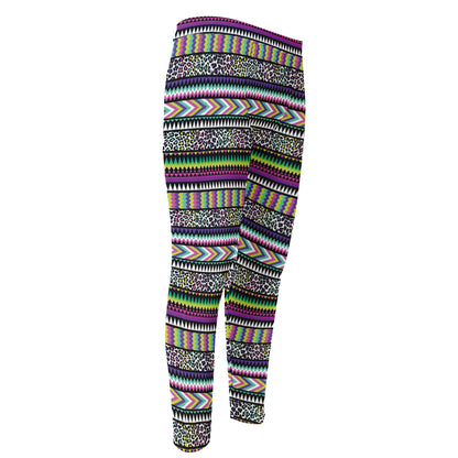 Colorful Leopard Navajo Tribal Print Men's Compression Pants
