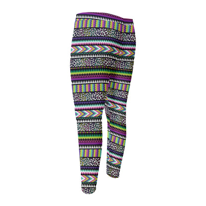 Colorful Leopard Navajo Tribal Print Men's Compression Pants