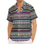 Colorful Leopard Navajo Tribal Print Men's Deep V-Neck Shirt