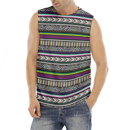 Colorful Leopard Navajo Tribal Print Men's Fitness Tank Top