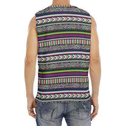 Colorful Leopard Navajo Tribal Print Men's Fitness Tank Top