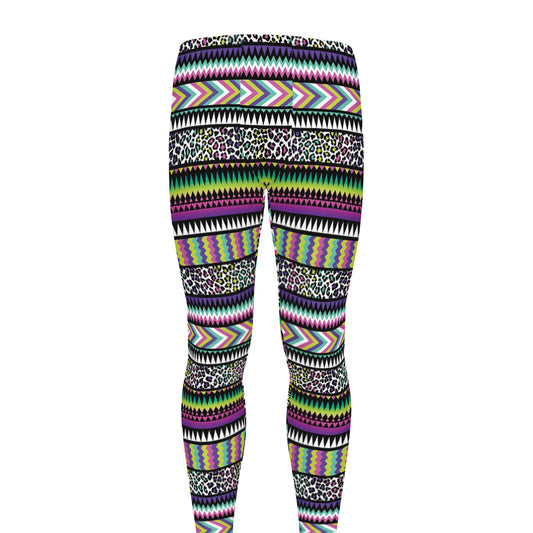 Colorful Leopard Navajo Tribal Print Men's leggings