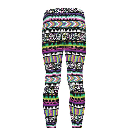Colorful Leopard Navajo Tribal Print Men's leggings