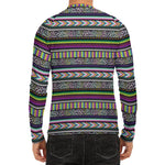 Colorful Leopard Navajo Tribal Print Men's Long Sleeve Rash Guard
