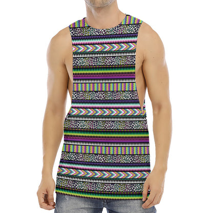 Colorful Leopard Navajo Tribal Print Men's Muscle Tank Top
