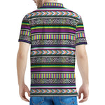 Colorful Leopard Navajo Tribal Print Men's Polo Shirt