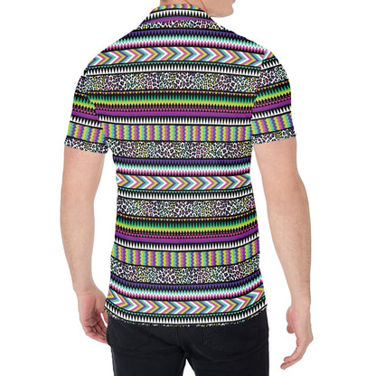 Colorful Leopard Navajo Tribal Print Men's Shirt