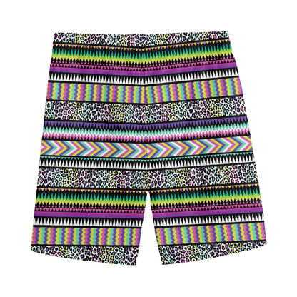 Colorful Leopard Navajo Tribal Print Men's Sports Shorts