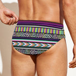 Colorful Leopard Navajo Tribal Print Men's Swim Briefs