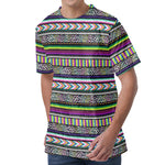 Colorful Leopard Navajo Tribal Print Men's Velvet T-Shirt