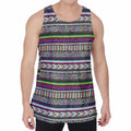Colorful Leopard Navajo Tribal Print Men's Velvet Tank Top