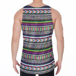 Colorful Leopard Navajo Tribal Print Men's Velvet Tank Top