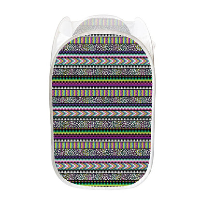 Colorful Leopard Navajo Tribal Print Mesh Laundry Hamper